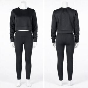 Fabletics Black Mesh Back Long Sleeve Workout Top Size M Activewear Athleisure